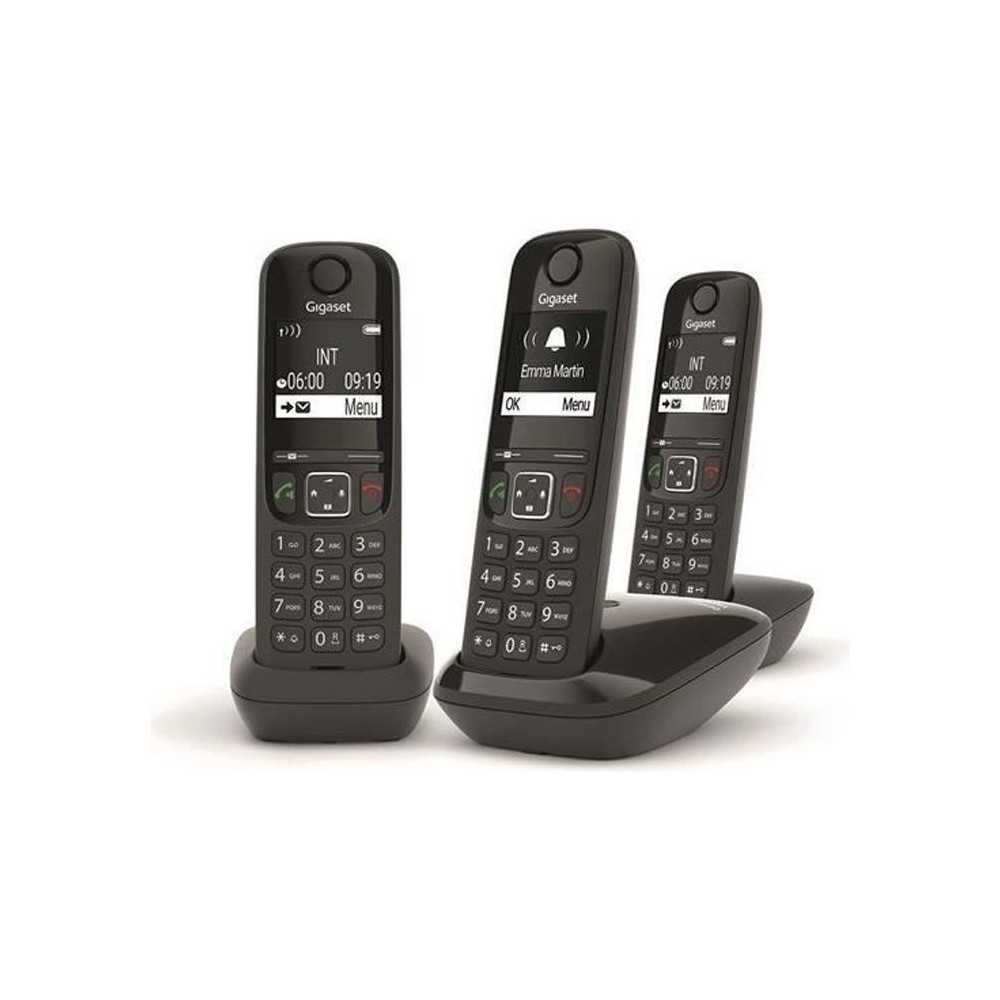 Téléphone Fixe AS690 Trio Noir - GIGASET - Mains-libres performant H