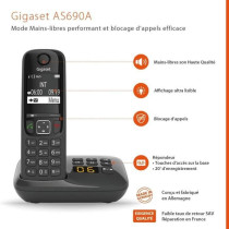 GIGASET Téléphone Fixe AS690 A Trio Noir