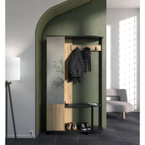 Vestiaire manteaux - SCHUSTER - Chene Kronberg / Noir - 108,4 x 33,9 x