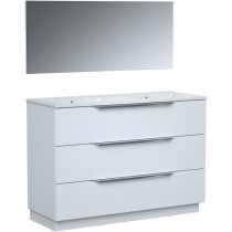 Ensemble Meuble salle de bain L 120 - Vasque + 3 tiroirs + miroir - Bl
