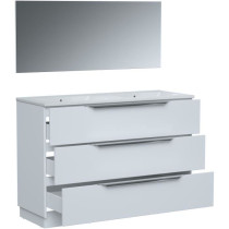 Ensemble Meuble salle de bain L 120 - Vasque + 3 tiroirs + miroir - Bl