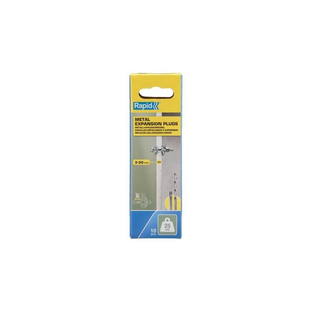 Blister de 10 pcs. bouchons d'expansion métalliques ø8x46 vis m4x58