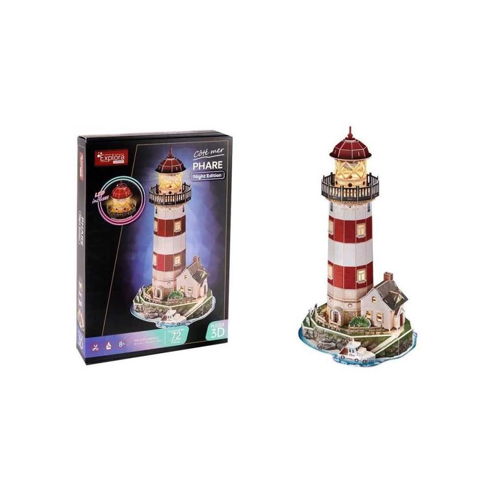 Puzzle 3D lumineux - Phare - Jeu de construction - EXPLORA - 72 pieces