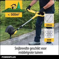 Powerplus Coupe-Bordure Électrique POWXG30033 - 500 W, 320 mm Ø, Jar