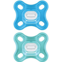 MAM Comfort Sucette Physiologique +0m Bleu Lot de 2 + Boîte de Conser