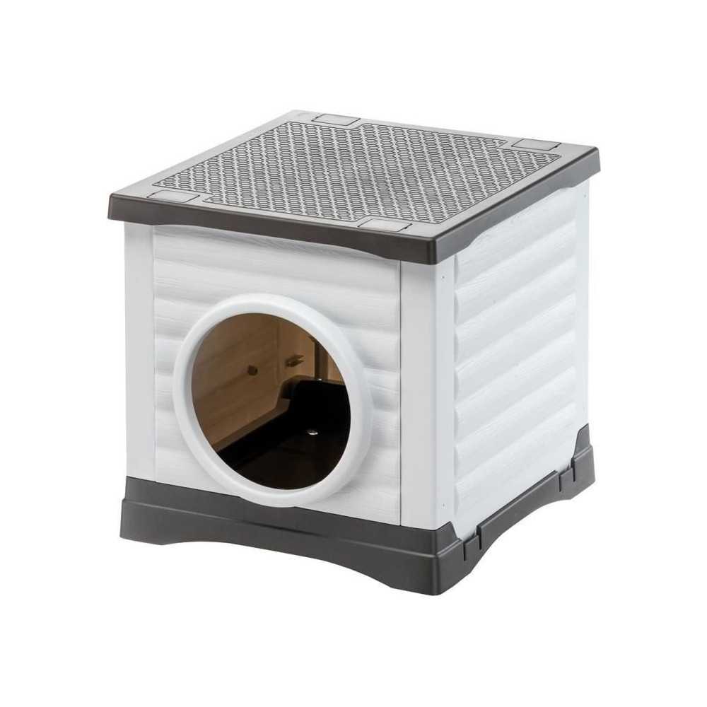Niche - FERPLAST - PETVILLA 50 - 38,5 x 43 x 38,5 cm - Blanc / Gris