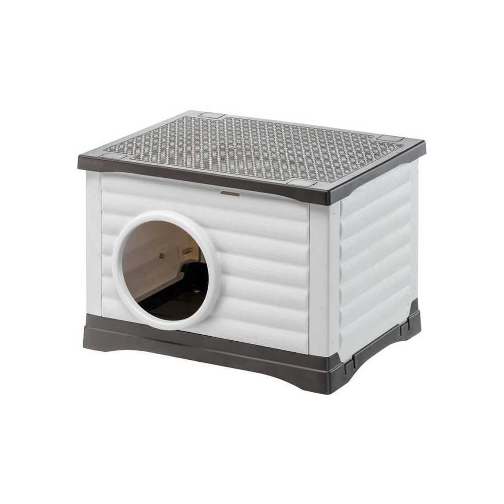 Niche - FERPLAST - PETVILLA 60 - 54 x 43 x 38,5 cm - Blanc / Gris