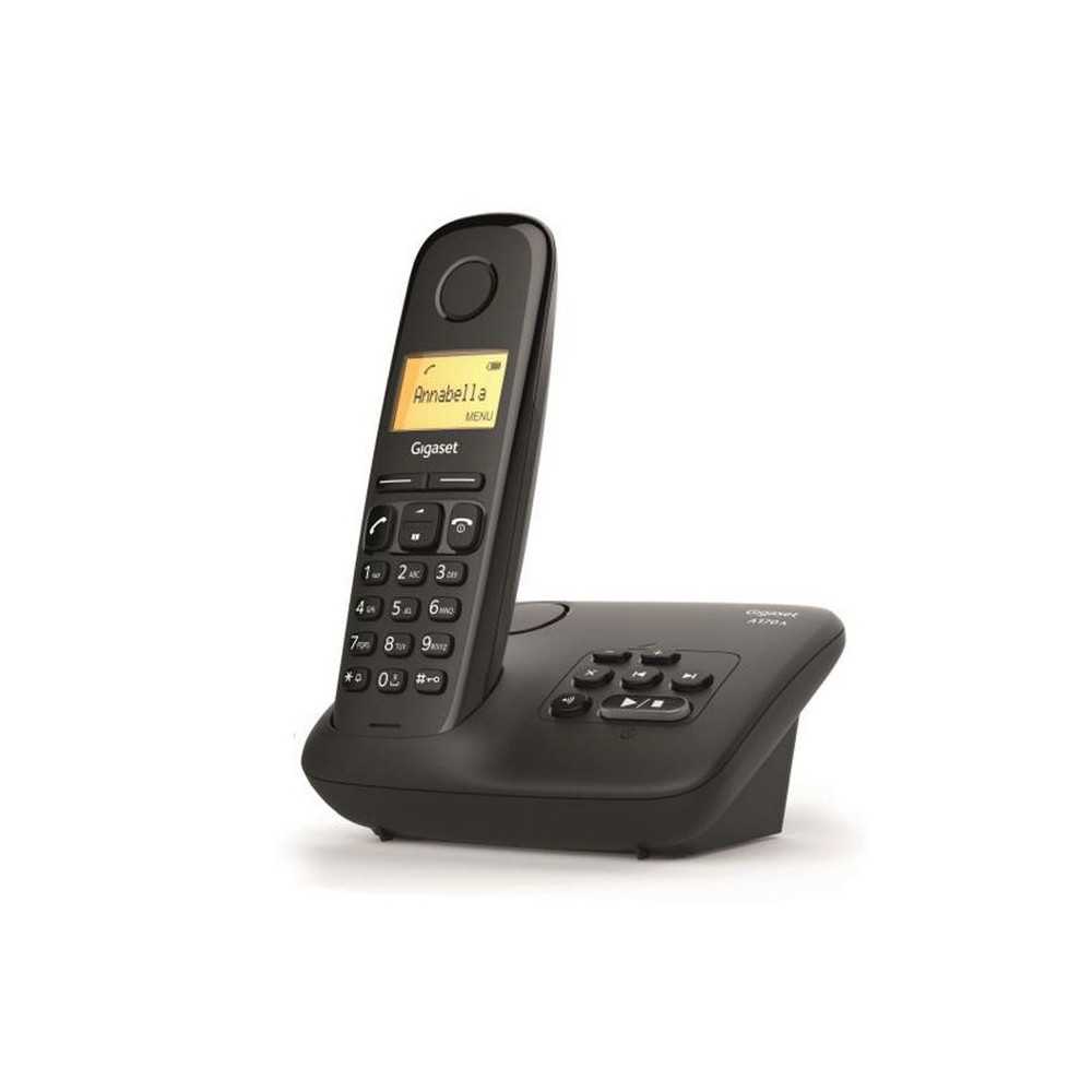 Téléphone Fixe GIGASET A170A Noir - Répondeur - Répertoire 50 cont