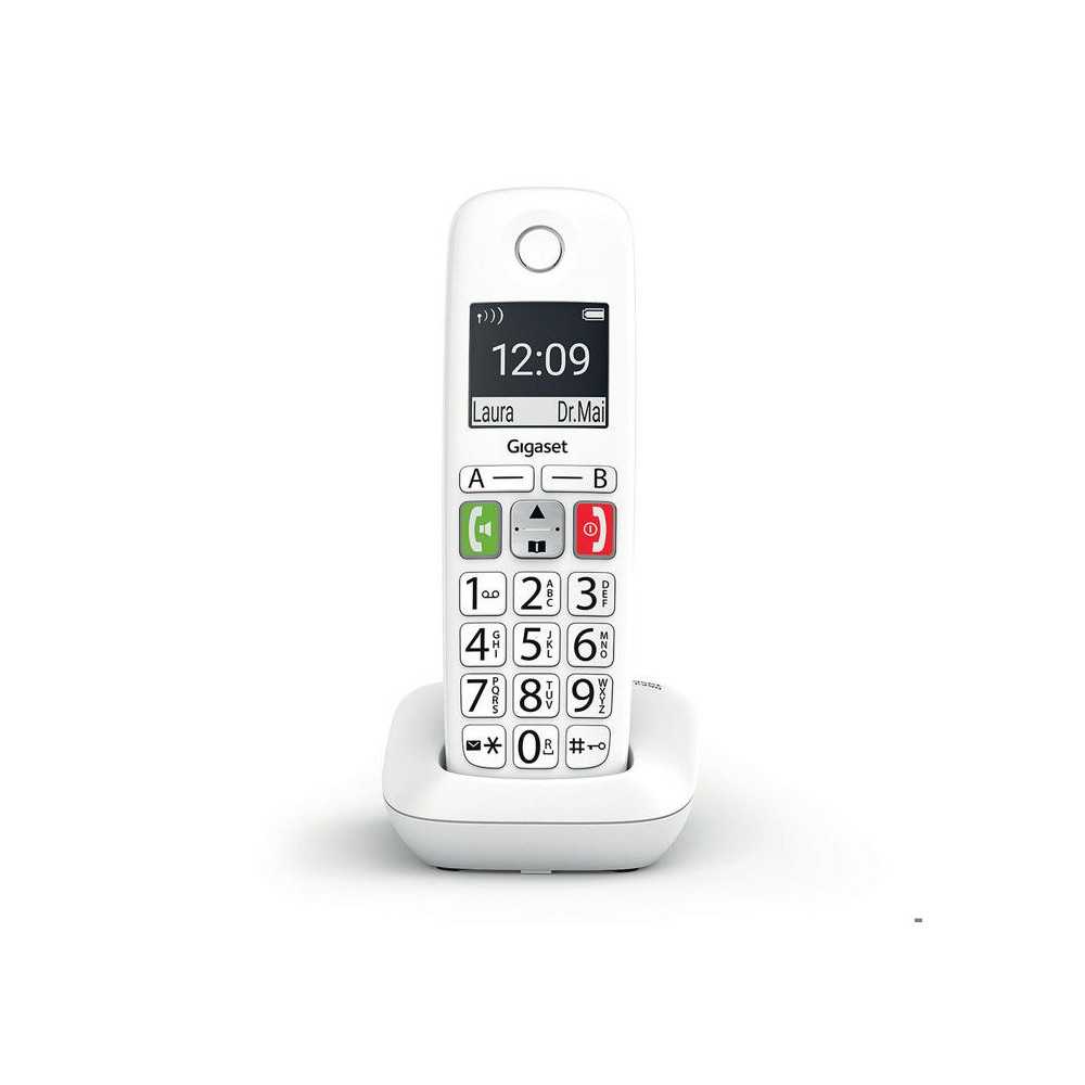 Téléphone Fixe GIGASET E290 Blanc - Grand écran et touches larges -