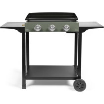 Plancha gaz sur chariot - LIVOO - DOC326 - 3 brûleurs - Vert / Noir