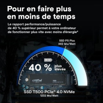 Crucial T500 SSD 500Go PCIe Gen4 NVMe M.2 SSD Interne Gaming, jusqu'a