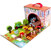 Maison de Jeu Ferme - PLANeTE BOIS - FSC - 12 Pieces - Jeu Enfant - De