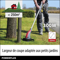 Powerplus Coupe-Bordure Électrique POWEG6015 - 300 W, 250 mm Ø, Jard