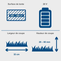 Tondeuse sans fil BC-MP320-X - coupe 32cm+mulching+ramassage +hauteur