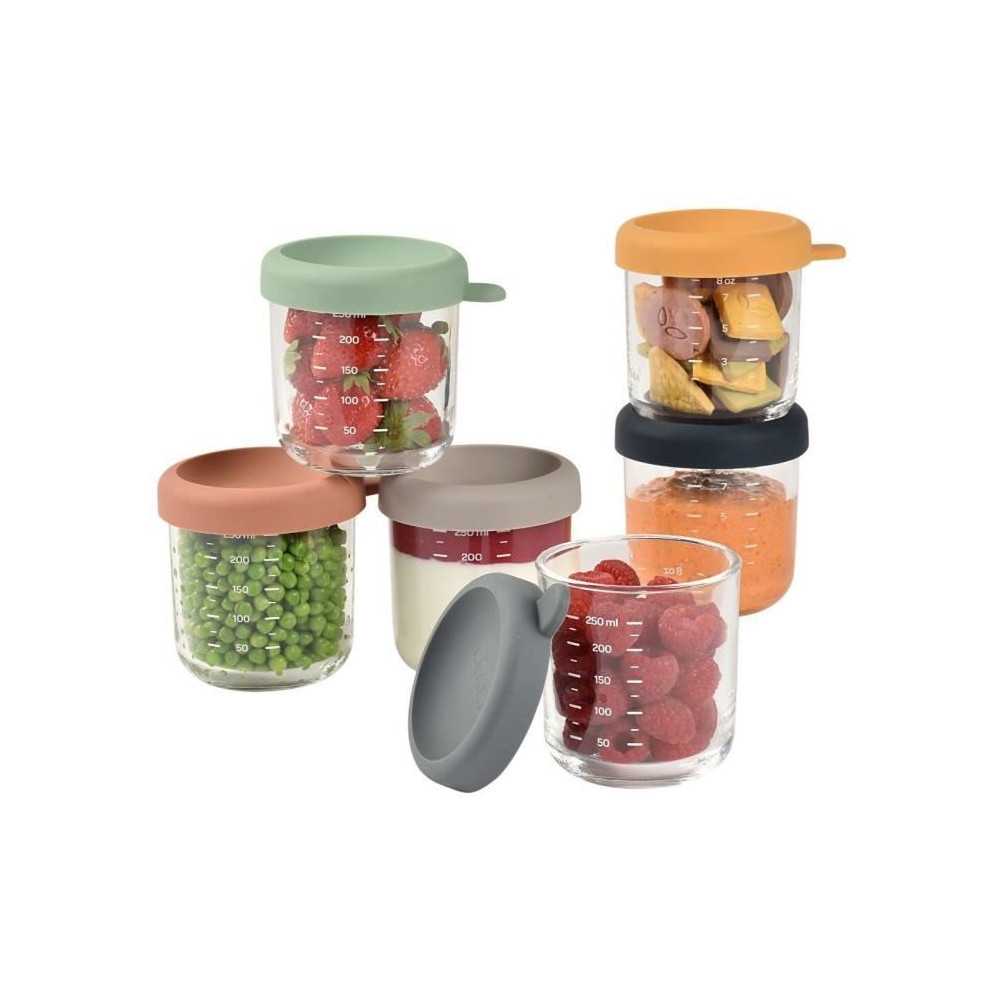 Coffret 6 portions verre - BEABA - 914008 - 250 ml - Sunrise color mix