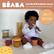 Coffret 6 portions verre - BEABA - 914008 - 250 ml - Sunrise color mix