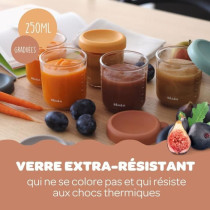 Coffret 6 portions verre - BEABA - 914008 - 250 ml - Sunrise color mix