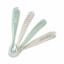 Lot de 4 cuilleres - BEABA - 913553- 1er âge - Silicone - Velvet grey
