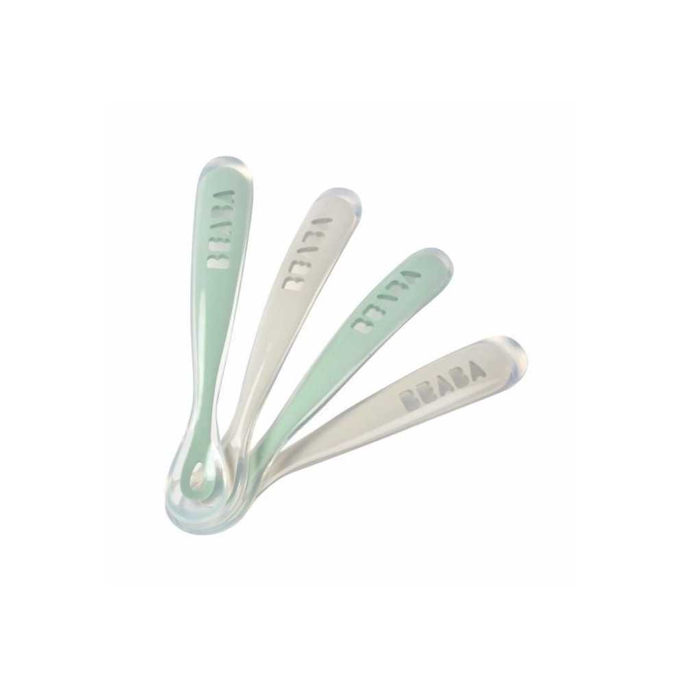 Lot de 4 cuilleres - BEABA - 913553- 1er âge - Silicone - Velvet grey