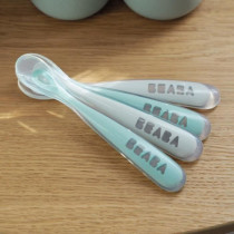 Lot de 4 cuilleres - BEABA - 913553- 1er âge - Silicone - Velvet grey