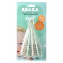 Lot de 4 cuilleres - BEABA - 913553- 1er âge - Silicone - Velvet grey
