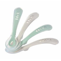 Lot de 4 cuilleres - BEABA - 913555- 2eme âge - Silicone - Velvet gre