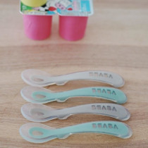 Lot de 4 cuilleres - BEABA - 913555- 2eme âge - Silicone - Velvet gre