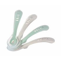 Lot de 4 cuilleres - BEABA - 913555- 2eme âge - Silicone - Velvet gre