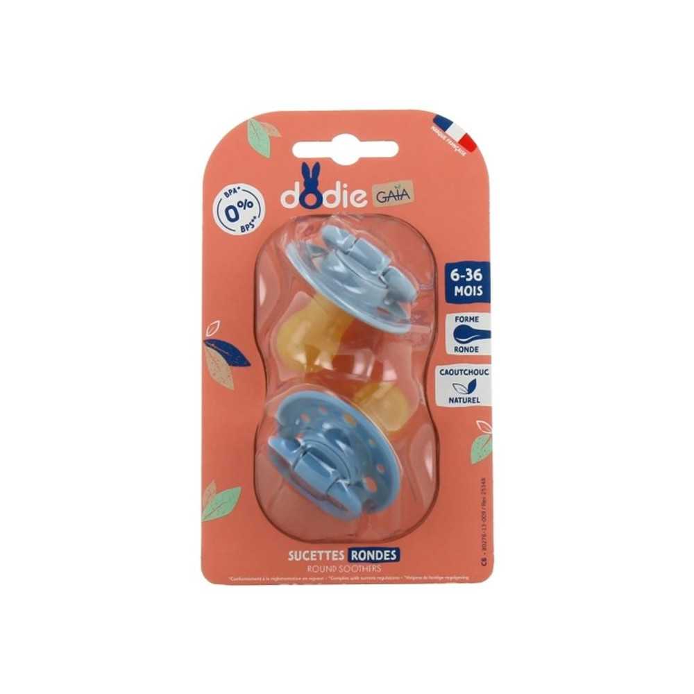 Sucettes-Dodie Gaia Sucettes Rondes 6-36M X2 (Couleur : Bleu)
