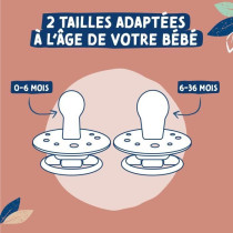 Sucettes-Dodie Gaia Sucettes Rondes 0-6M x2 (Couleur : Beige)