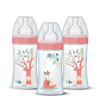 Lot de 3 biberons - DODIE - EB20 - 270 ml - Tétine plate - Rose
