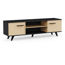 Banc TV - KENT - Chene de fil / Sidewalk - 2 portes ouvrantes - 2 nich