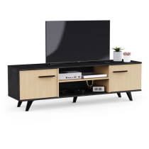 Banc TV - KENT - Chene de fil / Sidewalk - 2 portes ouvrantes - 2 nich