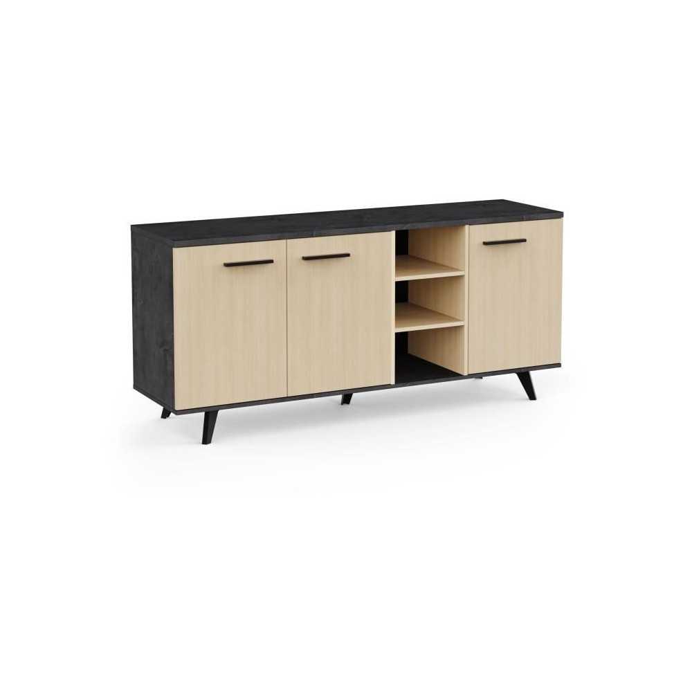 Enfilade Buffet - KENT - Chene de fil / Sidewalk - 3 portes ouvrantes