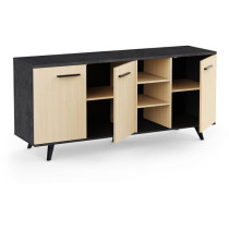 Enfilade Buffet - KENT - Chene de fil / Sidewalk - 3 portes ouvrantes