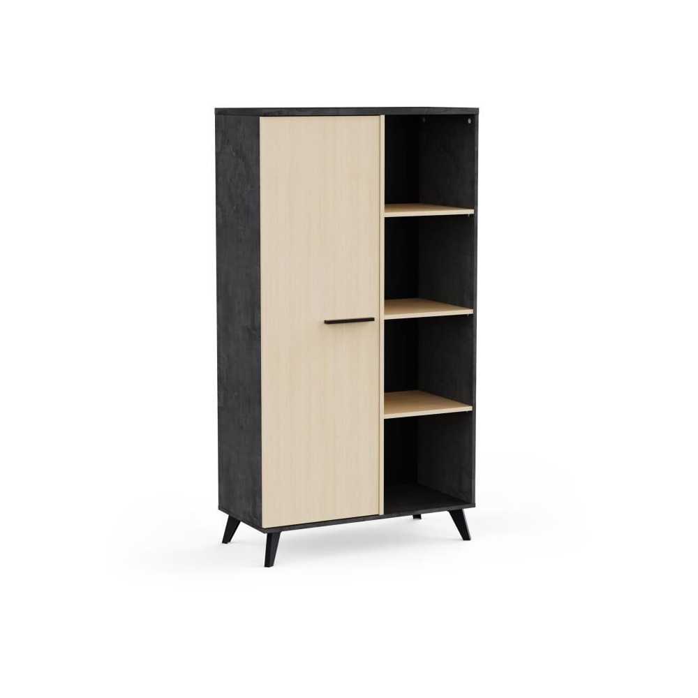 Buffet haut H 153,9 cm - KENT - Chene de fil / Sidewalk - 1 porte - 4