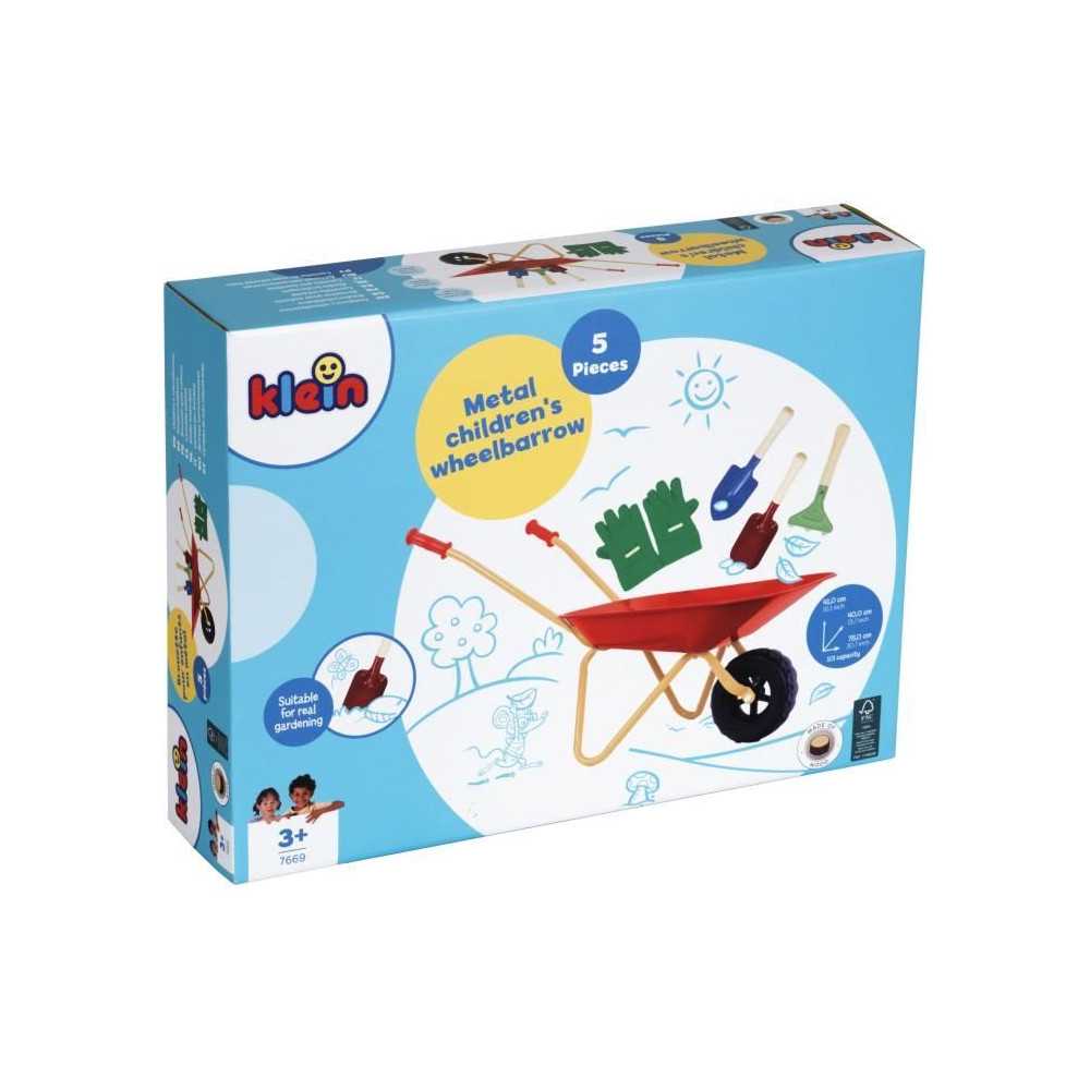 Brouette en métal - KLEIN - 7669 - Avec 3 outils et 1 paire de gants