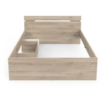 Lit adulte - MICHIGAN - 140 x 200 cm - 2 tiroirs / 1 niche - Chene Kro