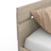 Lit adulte - MICHIGAN - 140 x 200 cm - 2 tiroirs / 1 niche - Chene Kro