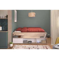 ODYSSEE Lit coffre adulte - 140x190/200 cm - Avec coffre relevable - D
