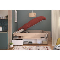 ODYSSEE Lit coffre adulte - 140x190/200 cm - Avec coffre relevable - D
