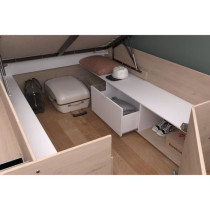 ODYSSEE Lit coffre adulte - 140x190/200 cm - Avec coffre relevable - D