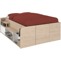 ODYSSEE Lit coffre adulte - 140x190/200 cm - Avec coffre relevable - D