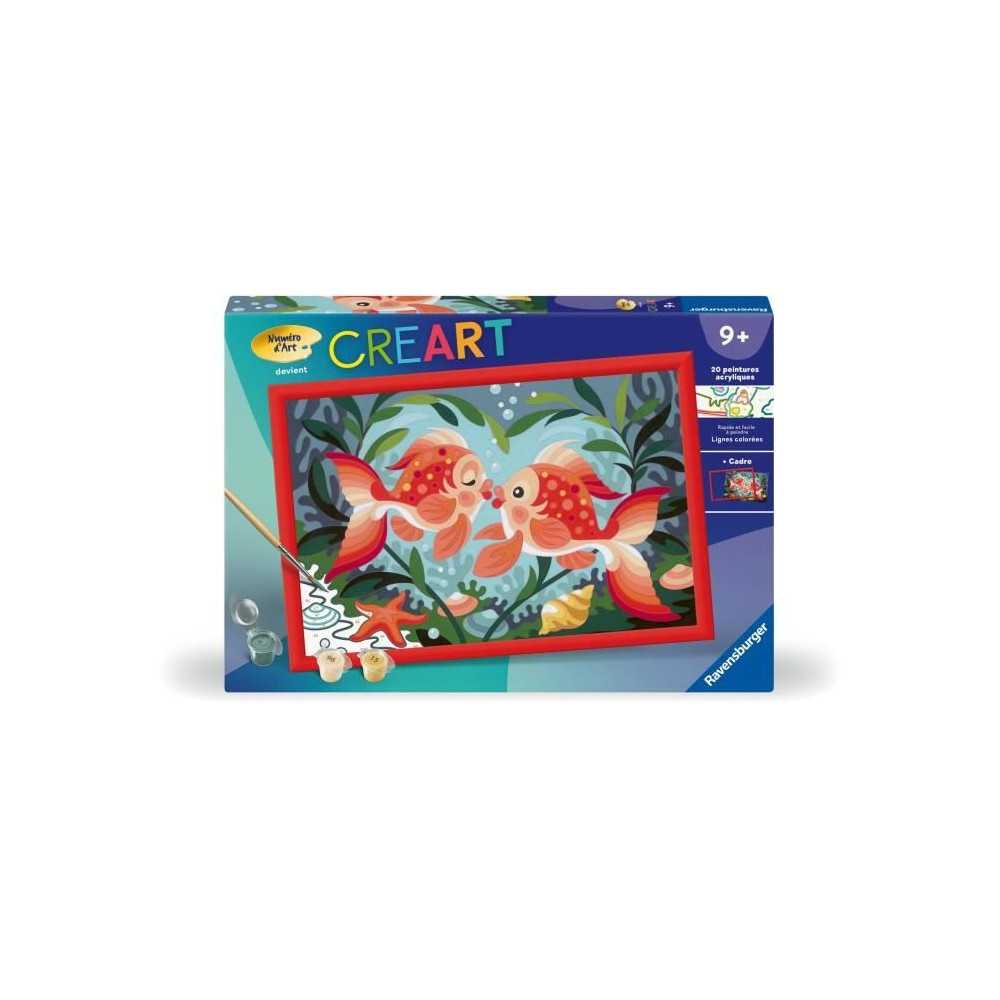 CreArt Kids 31x21cm Bisous de poissons, Kit de peinture par numéros N