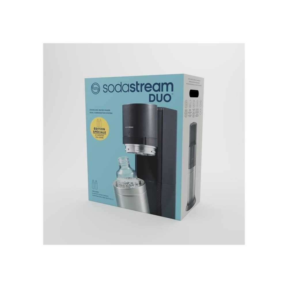 Machine a eau pétillante SODASTREAM - DUO Noire - 2 carafes en verre