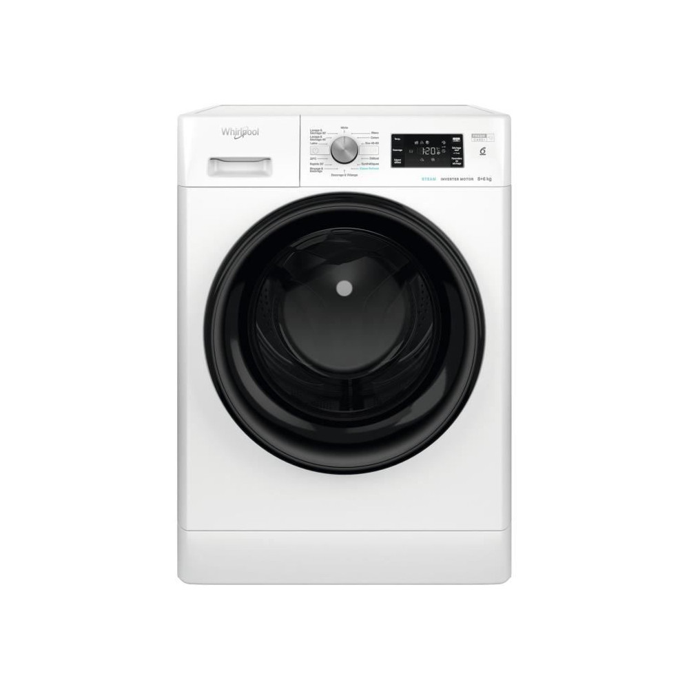 Lave-linge séchant WHIRLPOOL PFFWDB864349BVFR - 8 / 6 kg - Induction