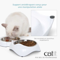 Gamelle pour chat - CATIT - PIXI - 2 x 200ml - Double - Bols en acier