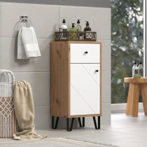 Touch armoire de salle de bain mat blanc, chene décor.
