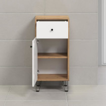 Touch armoire de salle de bain mat blanc, chene décor.