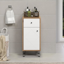 Touch armoire de salle de bain mat blanc, chene décor.